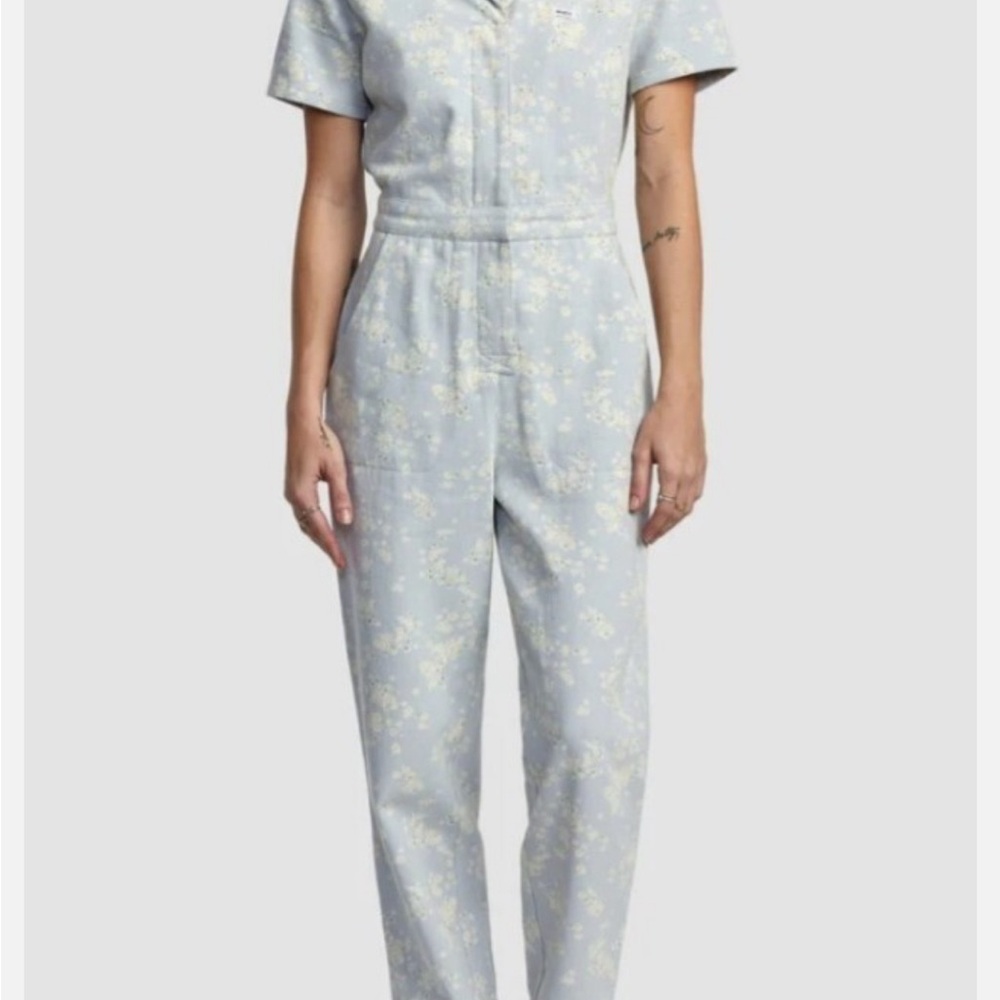 RVCA Light Blue Floral Jumpsuit